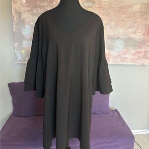 Cupshe Black A-Line Mini Dress with Bell Sleeves and V-Neck Size‎ XL
